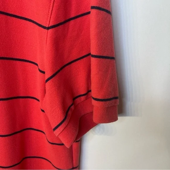 Nautica Red w/ Black Stripes Classic Fit Striped Performance Polo Deck Shirt, XL - Picture 5 of 7